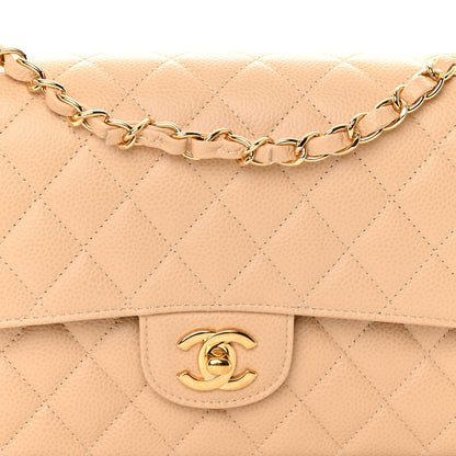 Chanel Caviar Quilted Medium Double Flap Beige 8 of 10