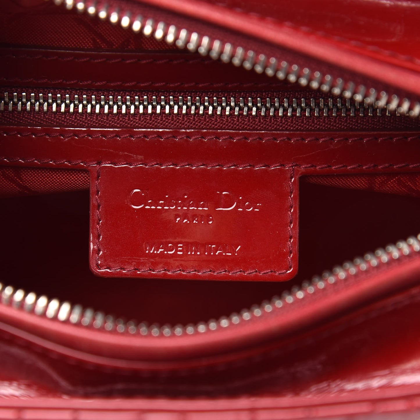 Patent Cannage Medium Lady Dior Red