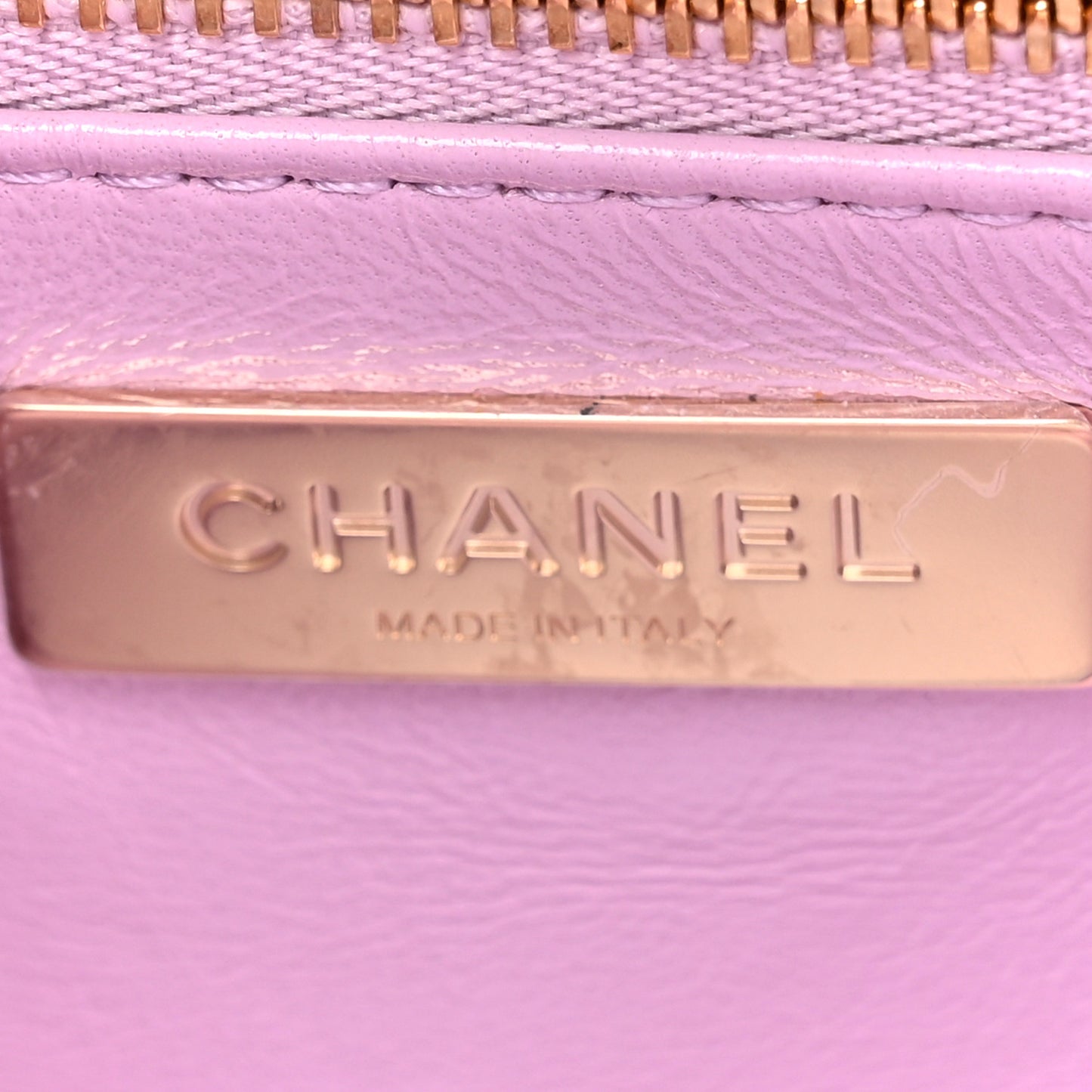 Shiny Lambskin Quilted Small 31 Shopping Bag Light Purple