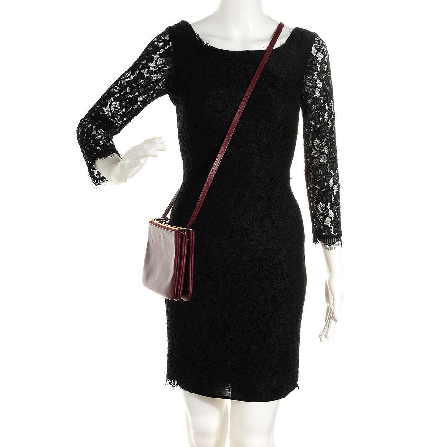 Lambskin Small Trio Crossbody Bag Burgundy
