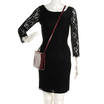 Celine Lambskin Small Trio Crossbody Bag Burgundy 2 of 8