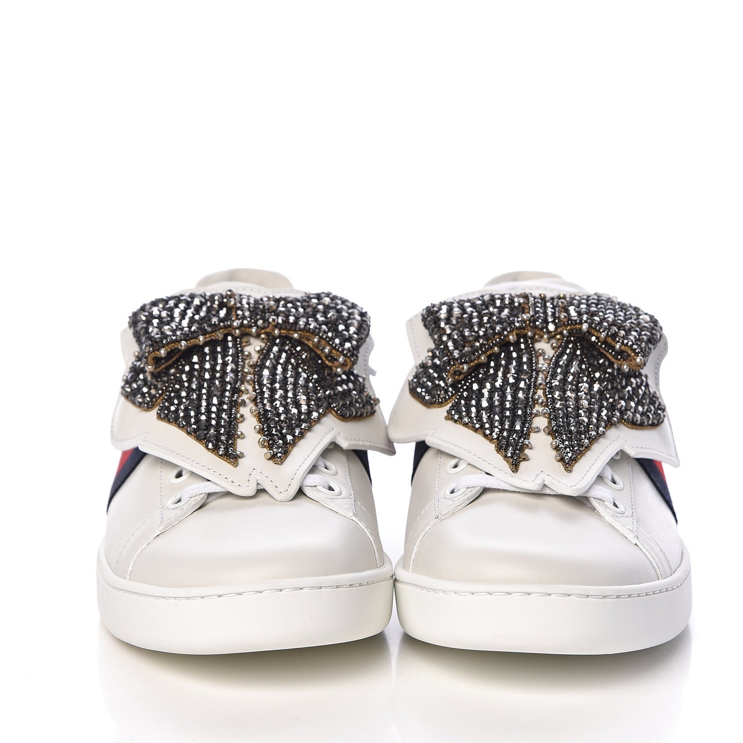 Calfskin Ayers Web Womens Ace Bow Lace Sneakers 38.5 White