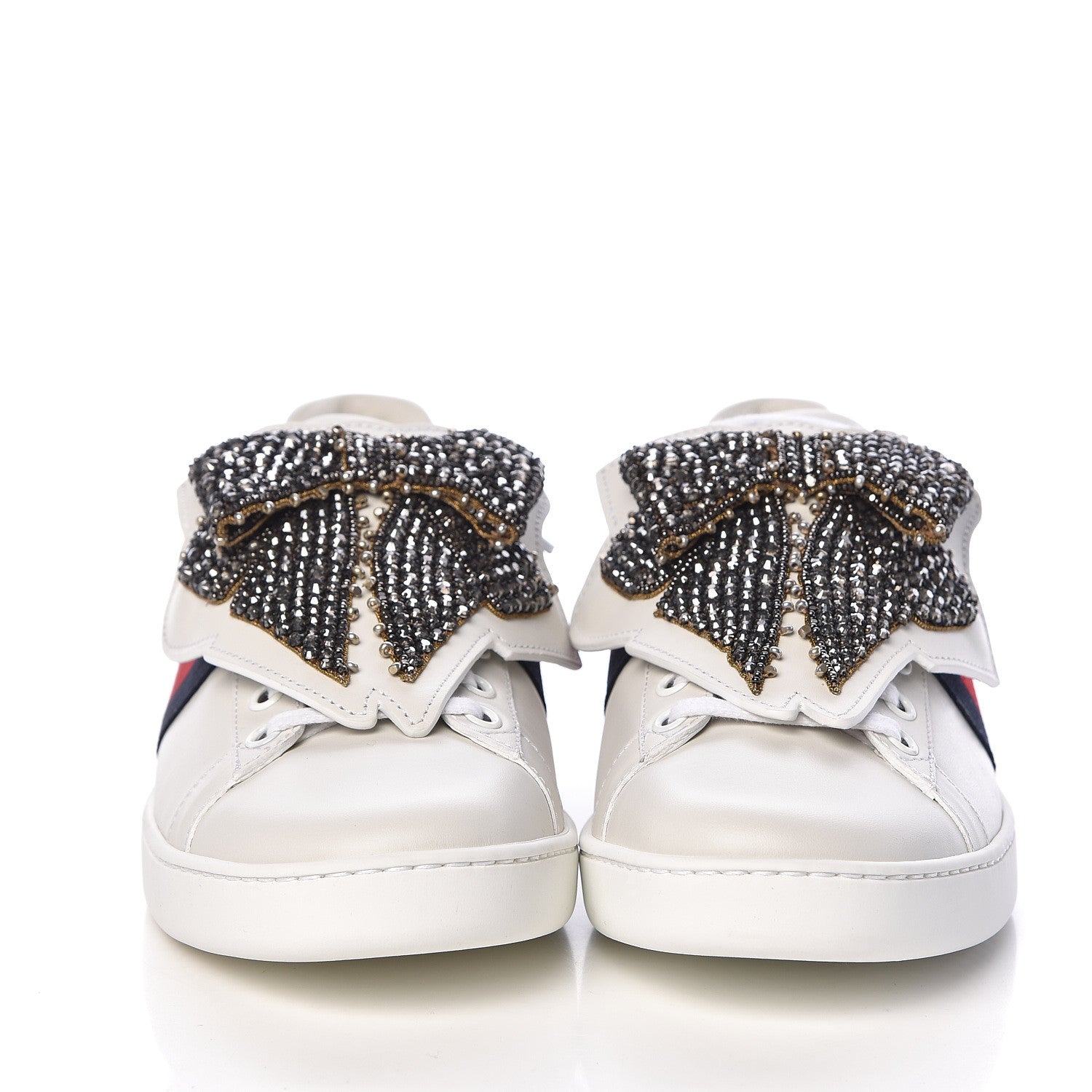 Gucci Calfskin Ayers Web Womens Ace Bow Lace Sneakers 38.5 White 2 of 14