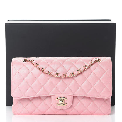 Chanel Iridescent Caviar Quilted Medium Double Flap Rose Pink 12 of 12