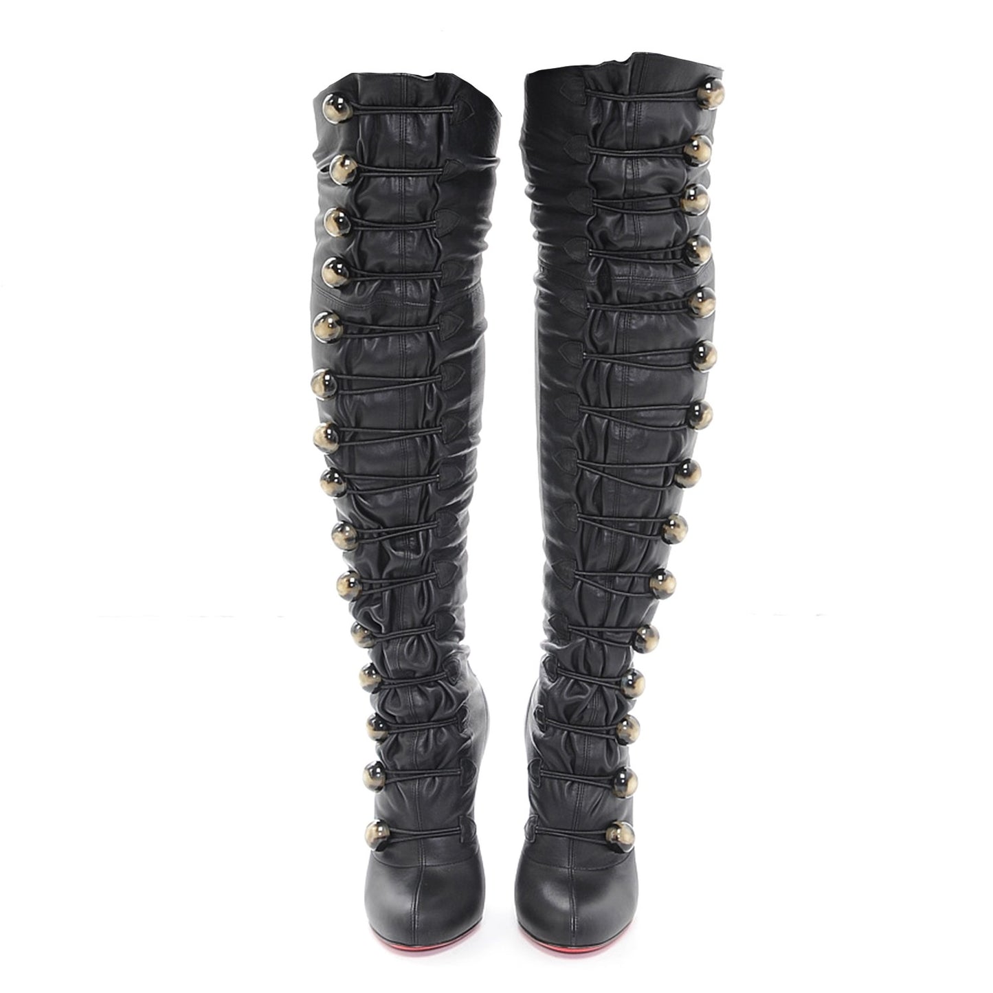 Washed Calfskin Fabiola 100 Over The Knee Boots 39 Black