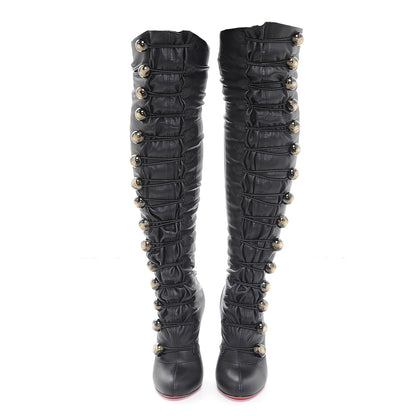 Christian Louboutin Washed Calfskin Fabiola 100 Over The Knee Boots 39 Black 2 of 7