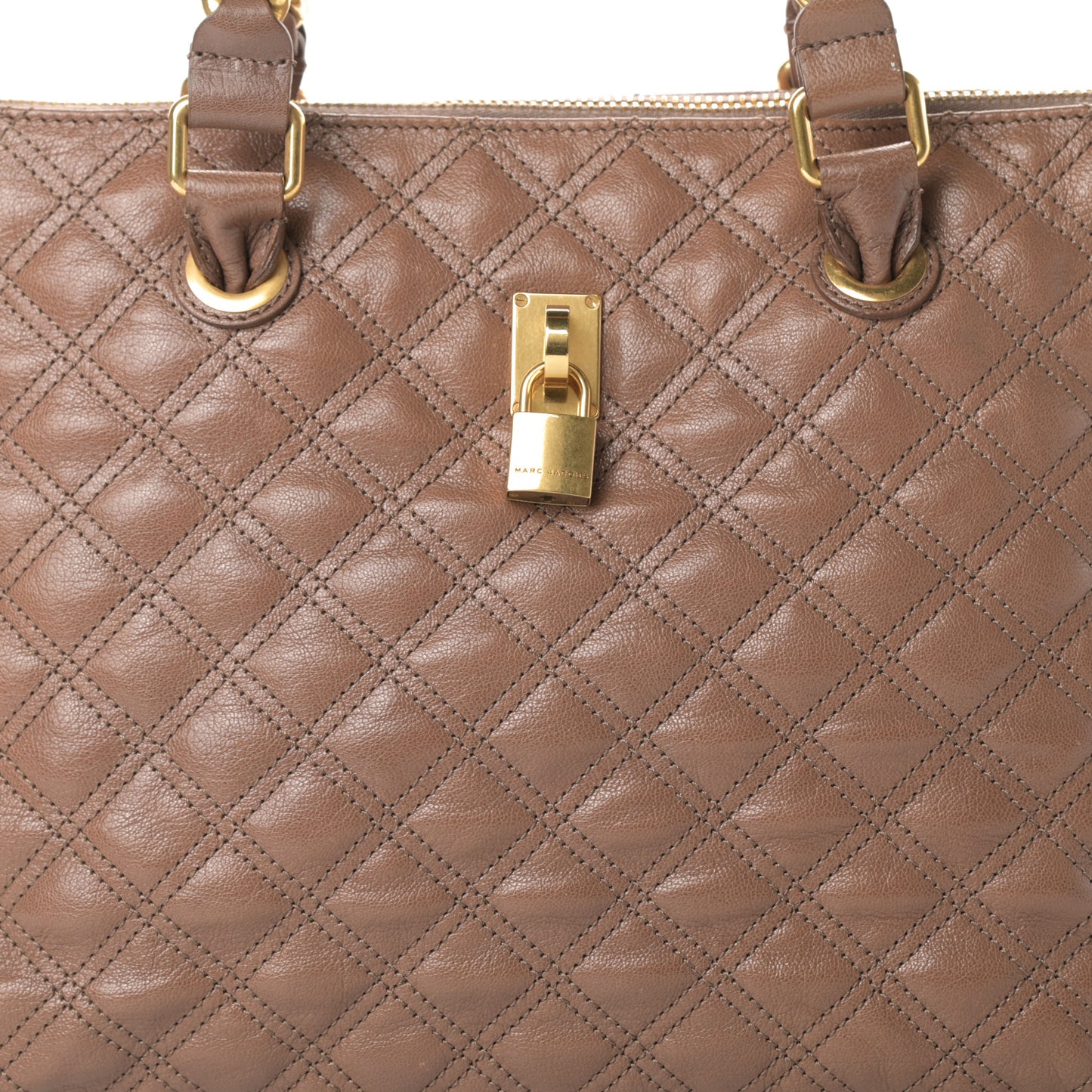 Lacquered Goatskin Quilted Karlie Satchel Brown