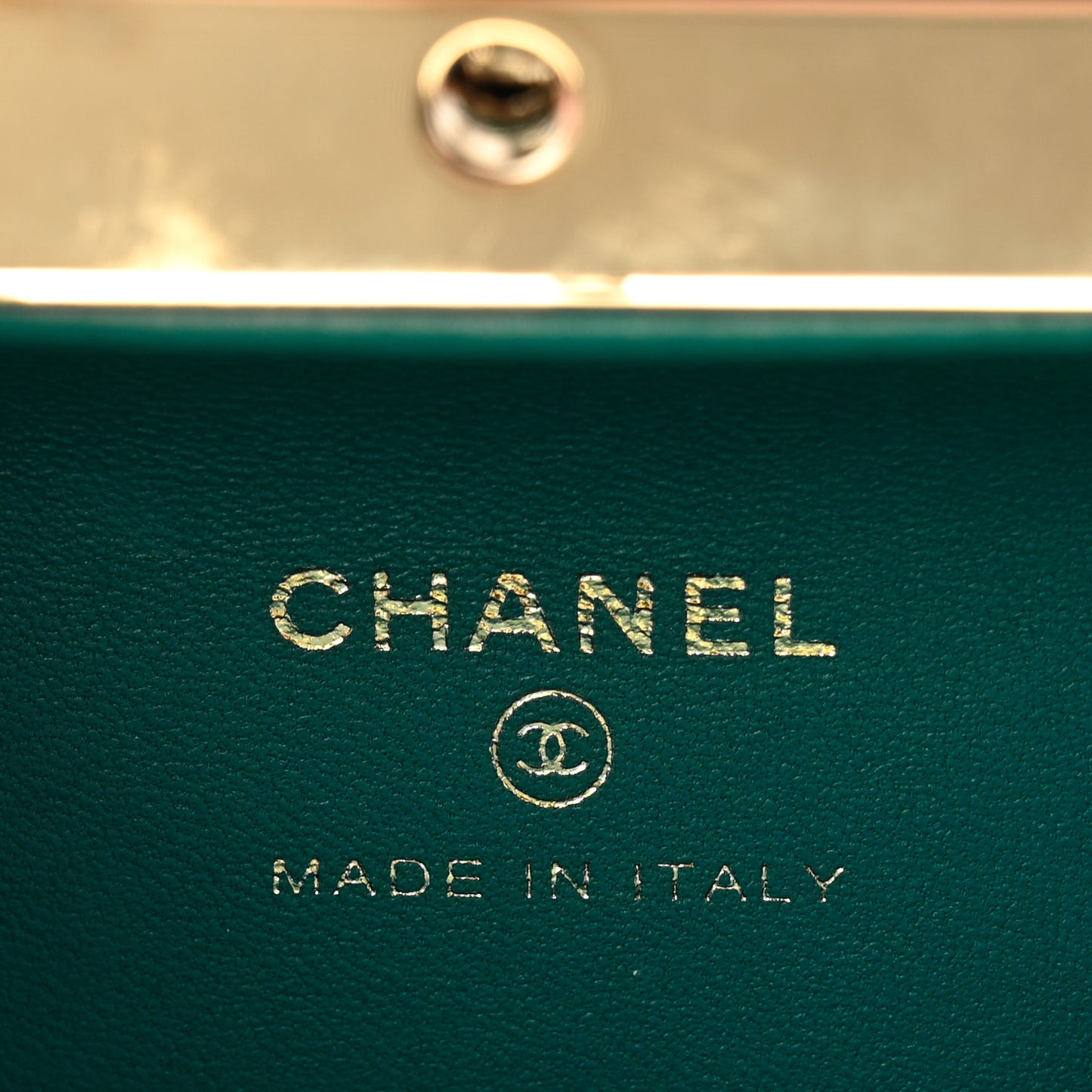 Lambskin Quilted Pearl CC Vanity Case Turquoise