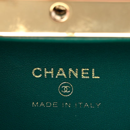 Chanel Lambskin Quilted Pearl CC Vanity Case Turquoise 7 of 11