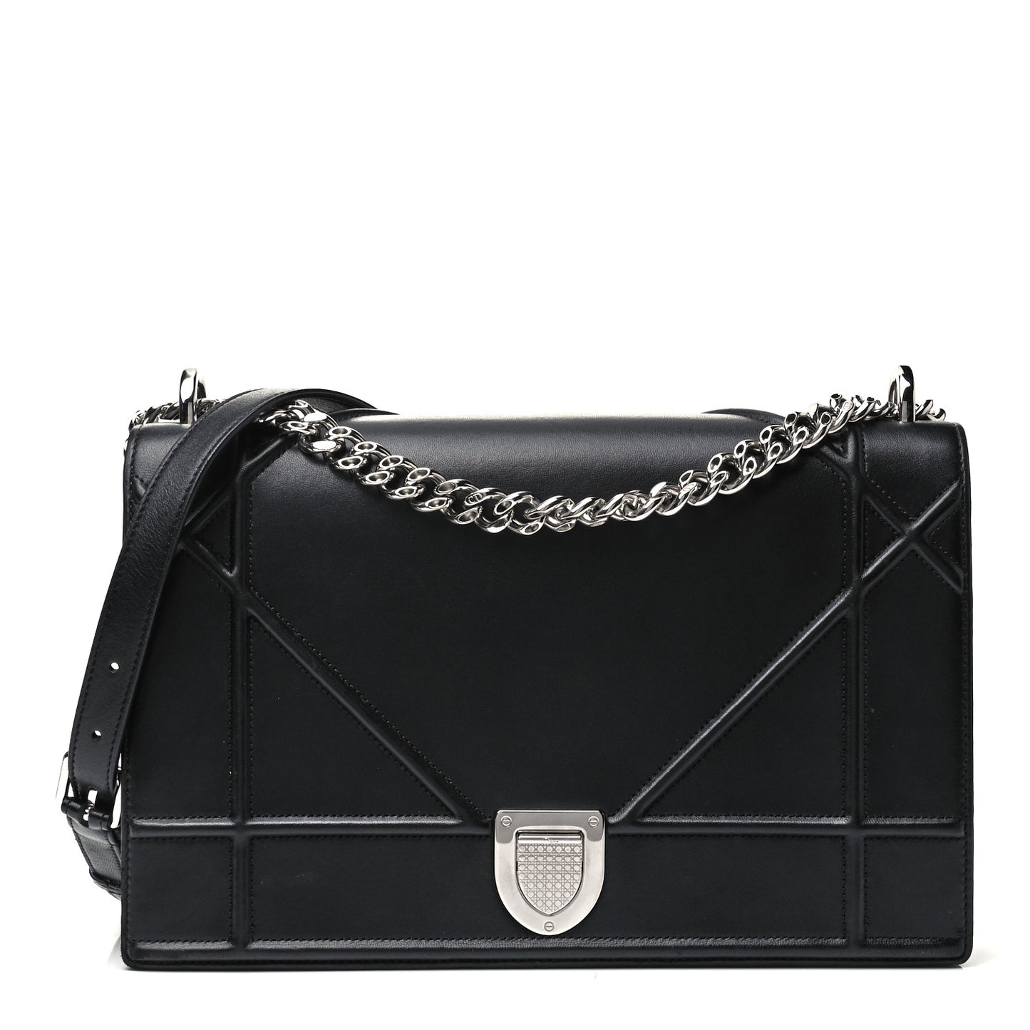 Lambskin Large Diorama Flap Bag Black
