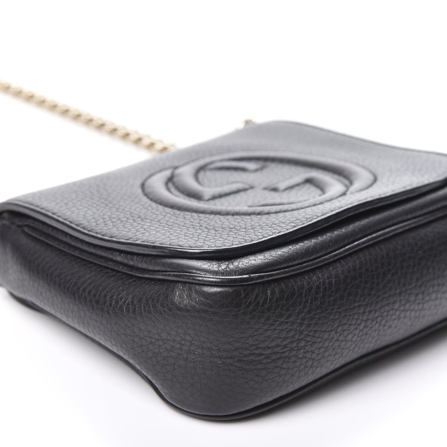 Pebbled Calfskin Small Soho Flap Crossbody Black