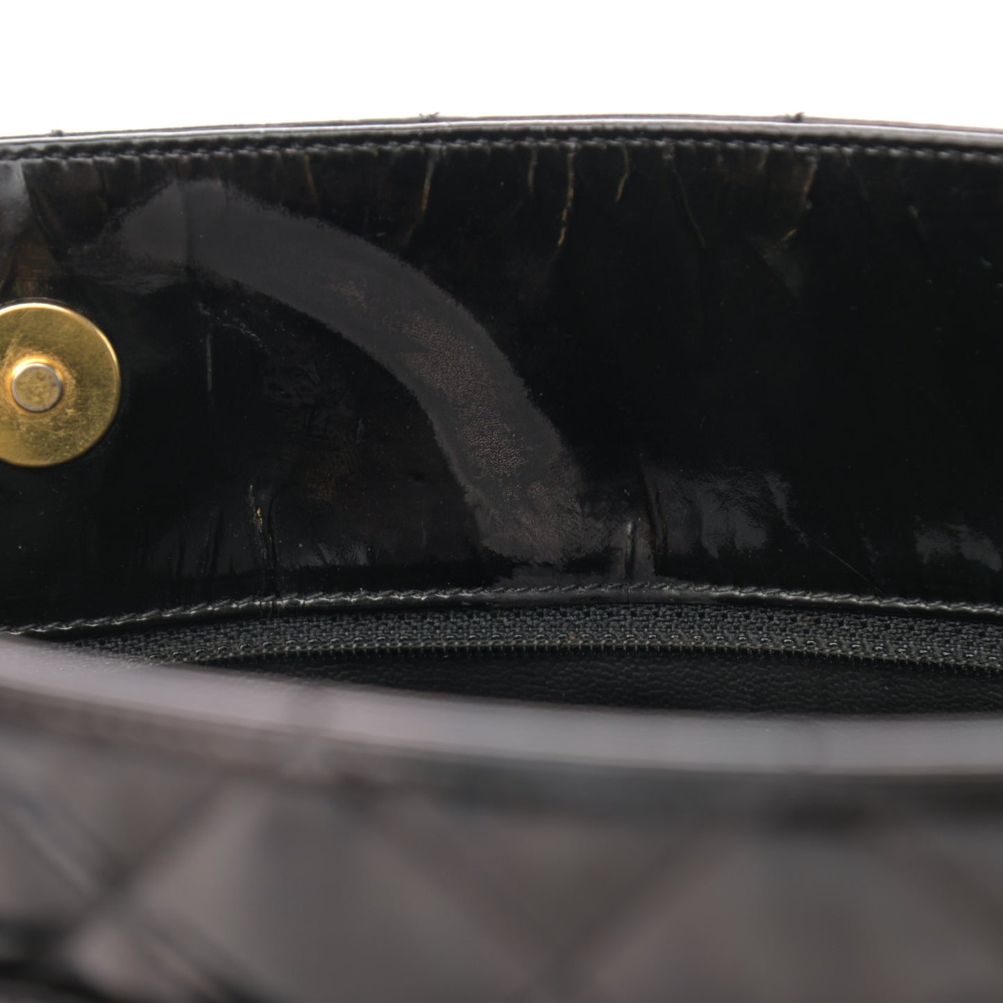 Patent Quilted CC Shoulder Bag Black