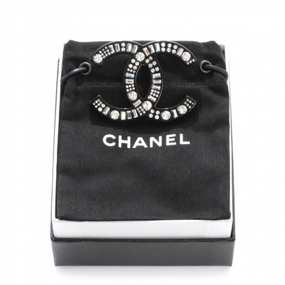 Chanel Resin Crystal Baguette Large CC Pin Brooch Black 2 of 6