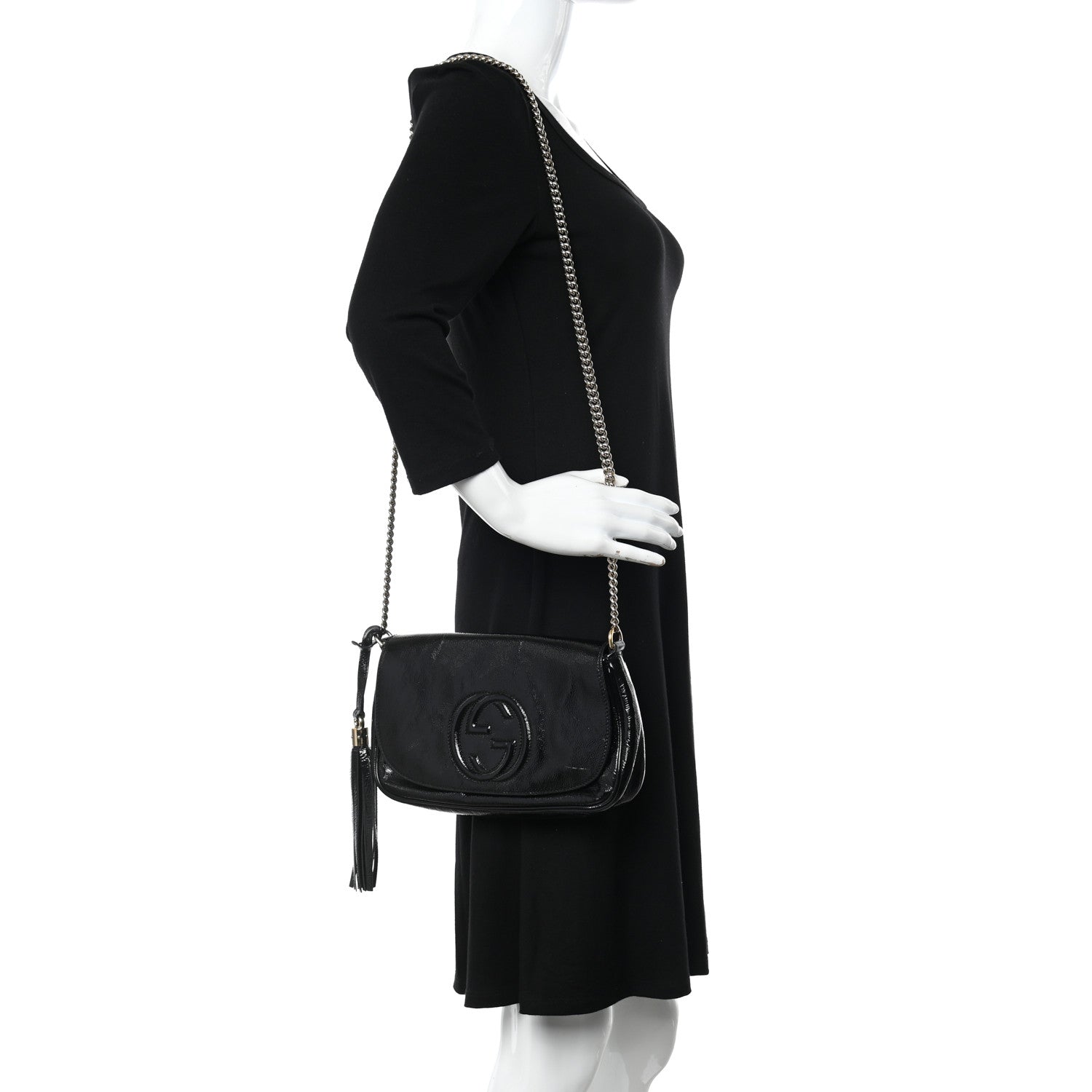 Gucci Patent Medium Soho Flap Crossbody Black 2 of 17