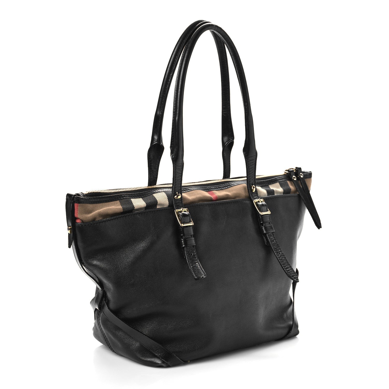 Burberry Calfskin House Check Small Salisbury Tote Black 3 of 11