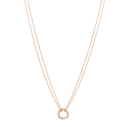 Cartier 18K Pink Yellow White Gold Trinity Double Chain Pendant Necklace 1 of 6