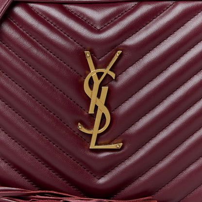 Saint Laurent Calfskin Matelasse Monogram Lou Camera Bag Dark Legion Red 8 of 10