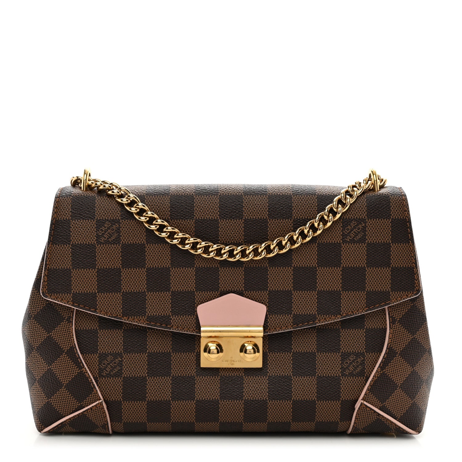 Louis Vuitton Damier Ebene Caissa Clutch Rose Ballerine 1 of 14
