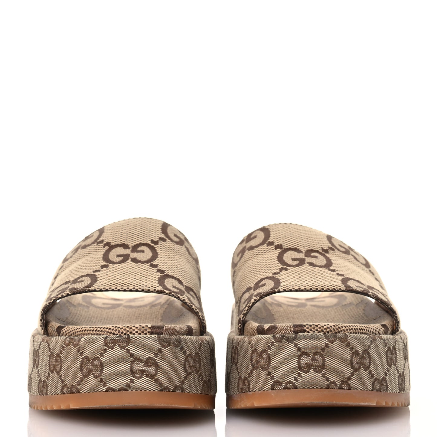 Monogram Maxi GG Angelina Platform 55mm Slide Sandals 40 Camel Ebony