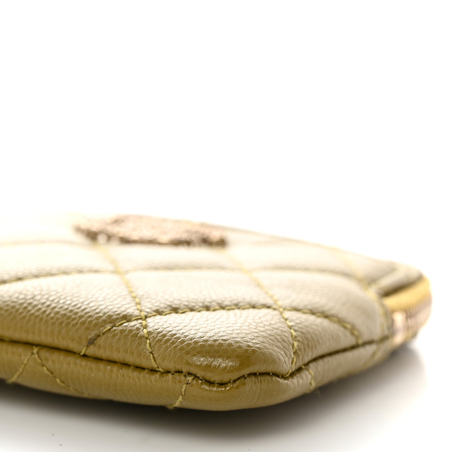 Caviar Metal Quilted Zip Card Holder Wallet Green