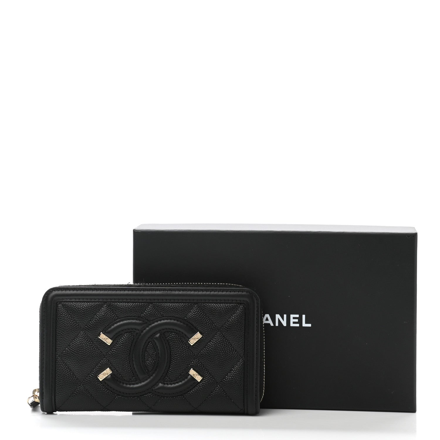 Chanel Caviar Quilted Medium Filigree Zip Around Wallet Black 10 of 10