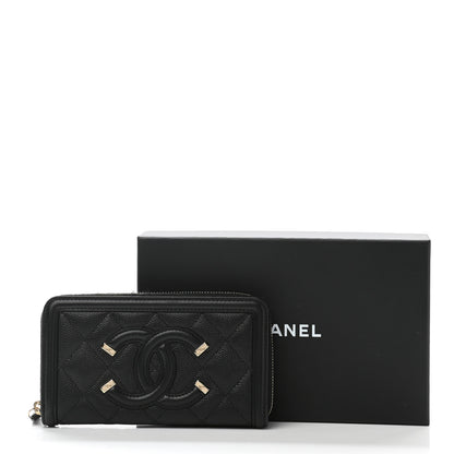 Chanel Caviar Quilted Medium Filigree Zip Around Wallet Black 10 of 10
