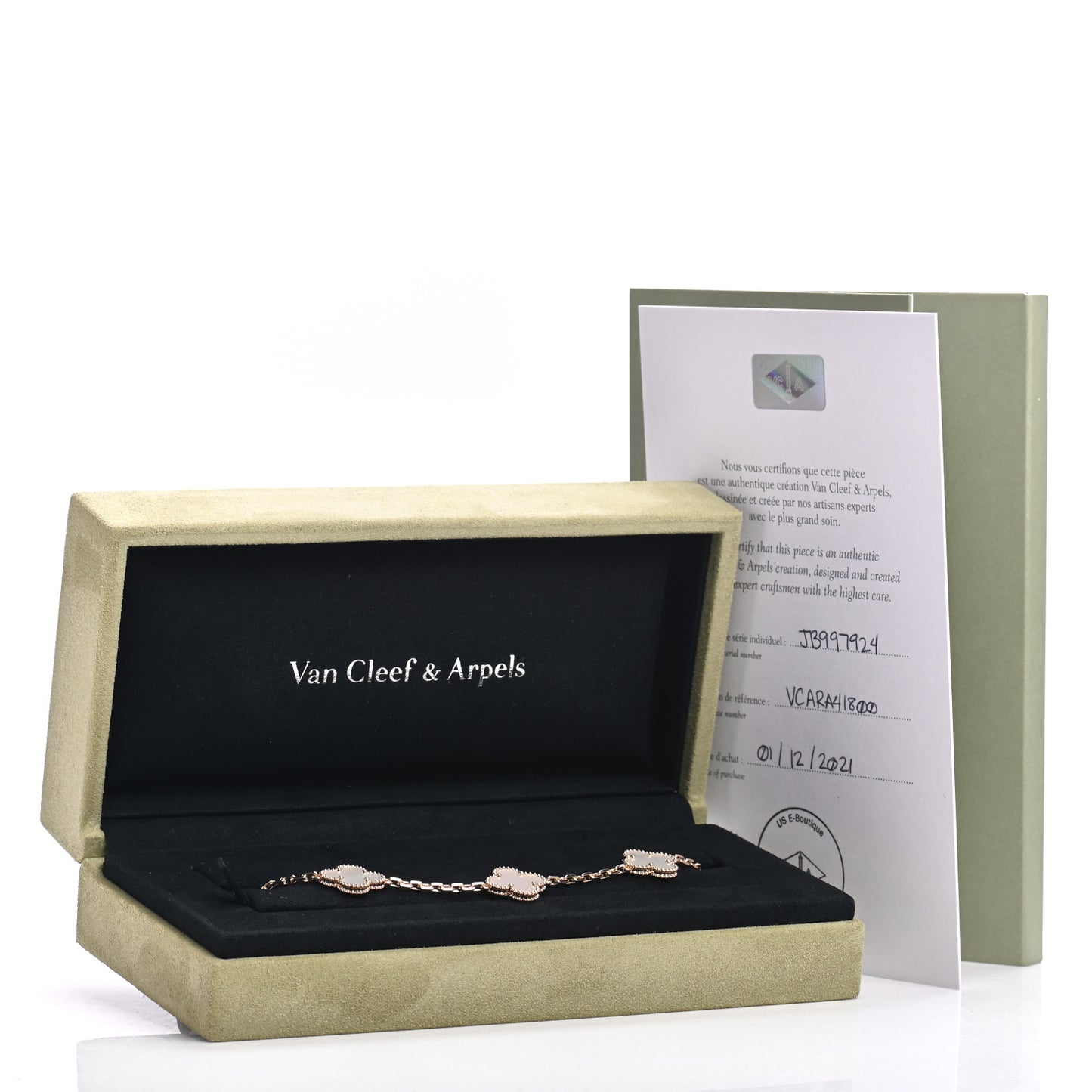 18K Yellow Gold Mother of Pearl 5 Motifs Vintage Alhambra Bracelet