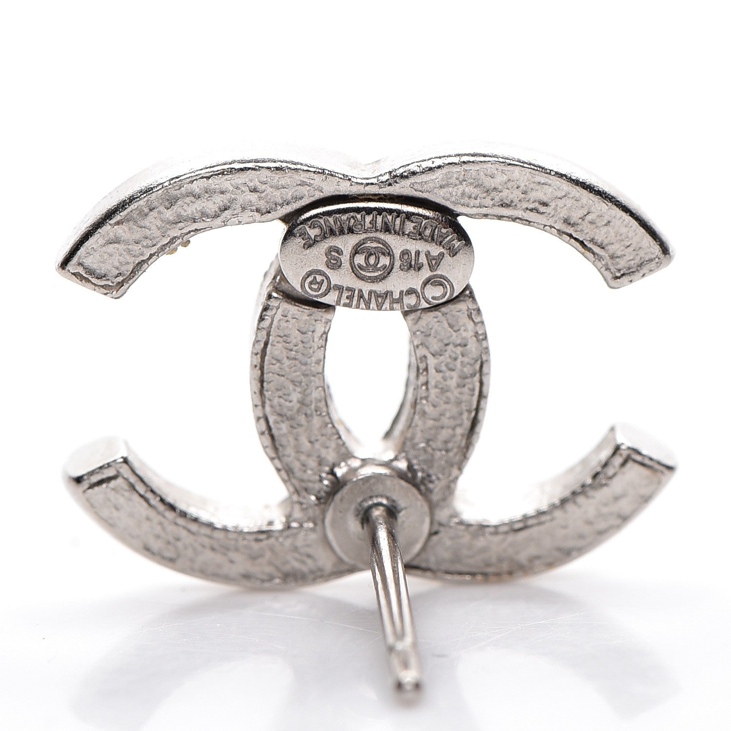 Chanel Crystal Textured CC Earrings Silver Grey 3 of 4