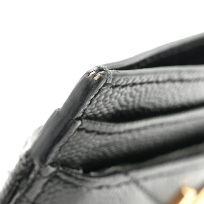 Saint Laurent Grain De Poudre Matelasse Chevron Monogram Credit Card Case Black 9 of 11