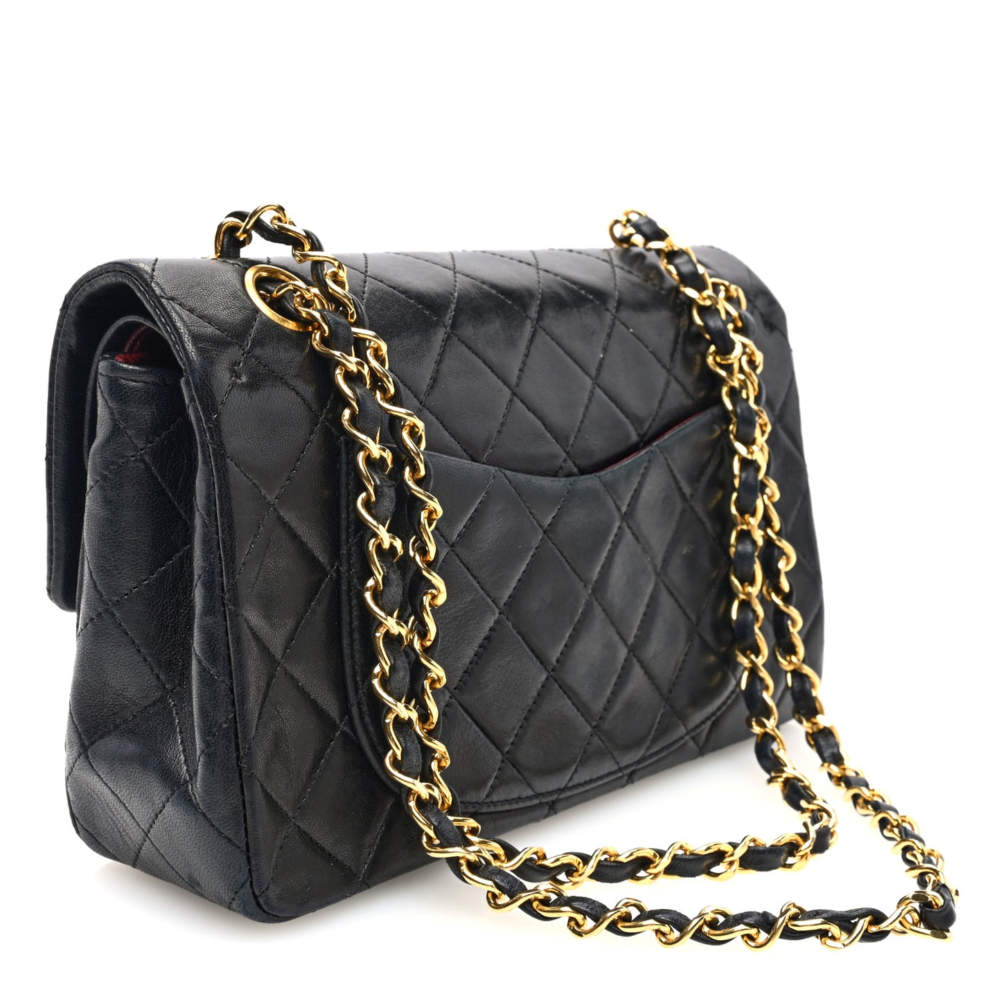 Lambskin Quilted Small Double Flap Black