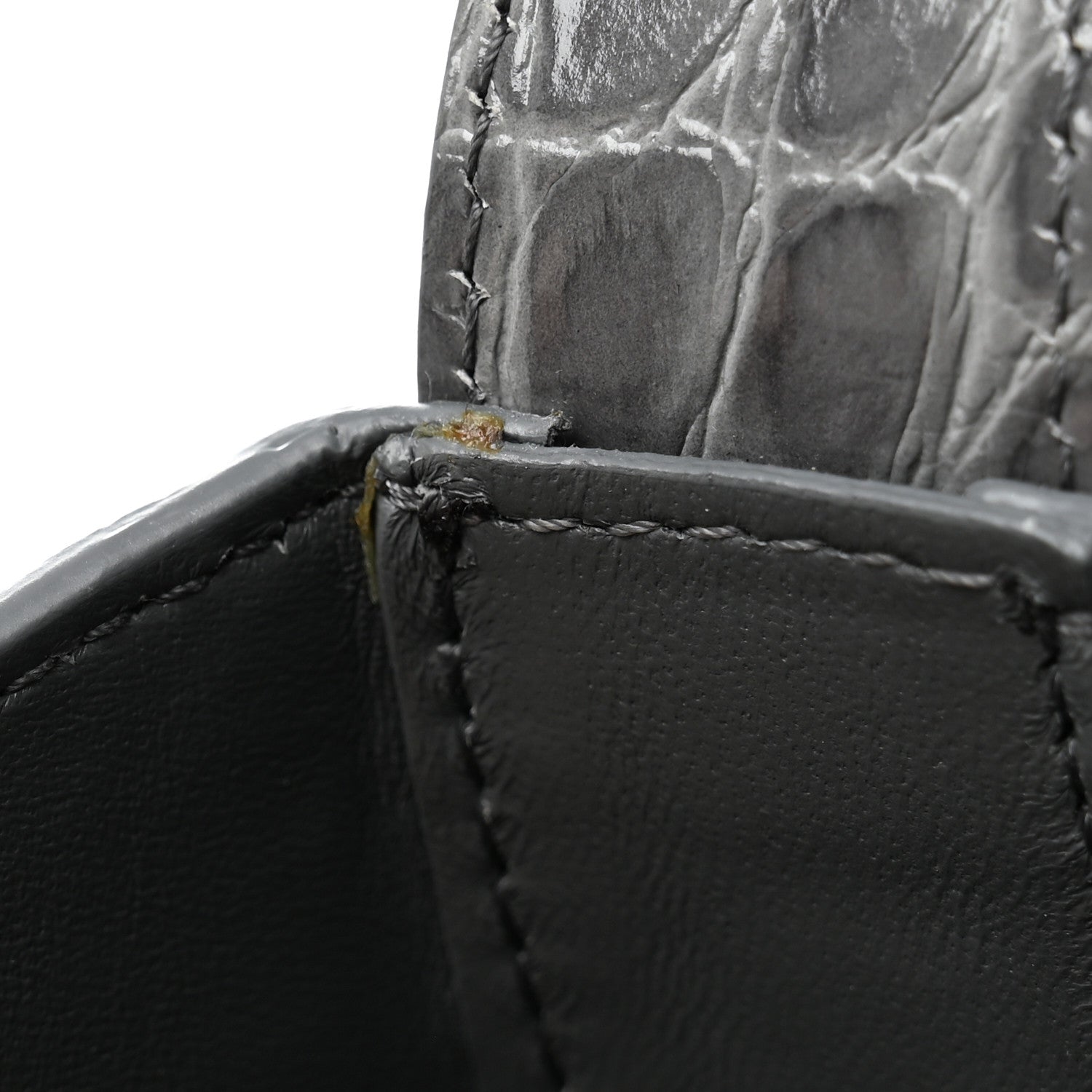 Versace Calfskin Crocodile Embossed Large Greca Goddess Bag Charcoal 10 of 10