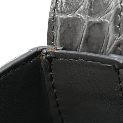 Versace Calfskin Crocodile Embossed Large Greca Goddess Bag Charcoal 10 of 10