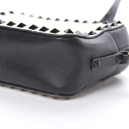 Valentino Garavani Calfskin Rockstud Camera Crossbody Bag Ivory Black 9 of 16