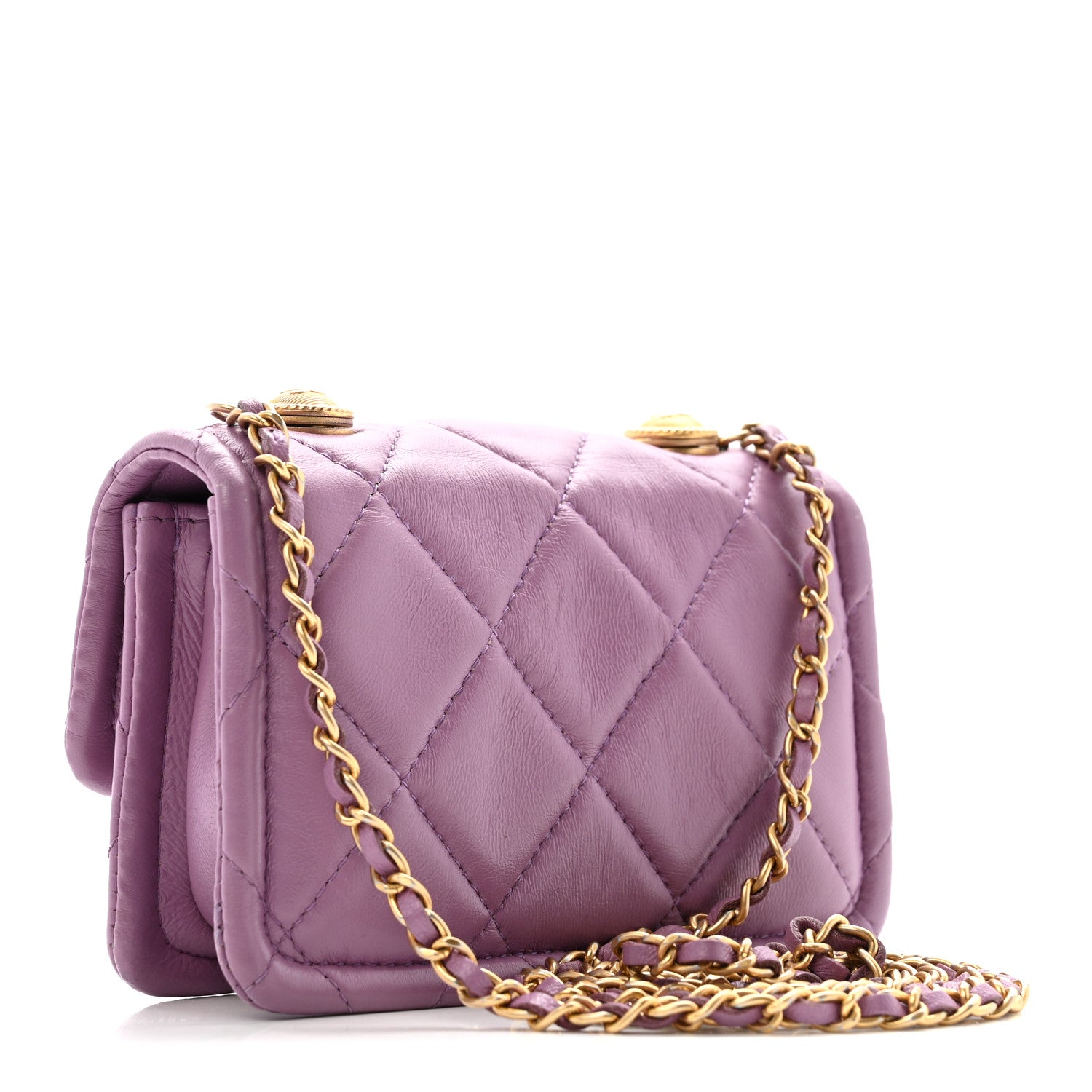 Chanel Shiny Lambskin Quilted Extra Mini Flap Purple 1862177