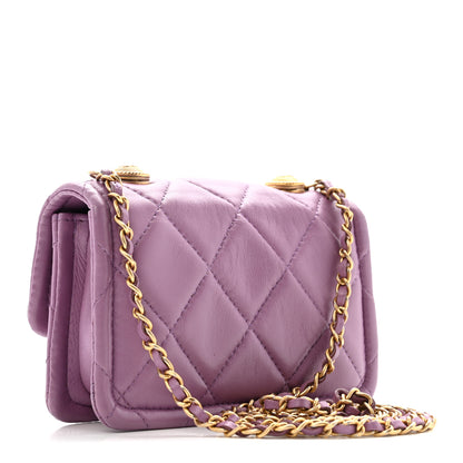Chanel Shiny Lambskin Quilted Extra Mini Flap Purple 3 of 12