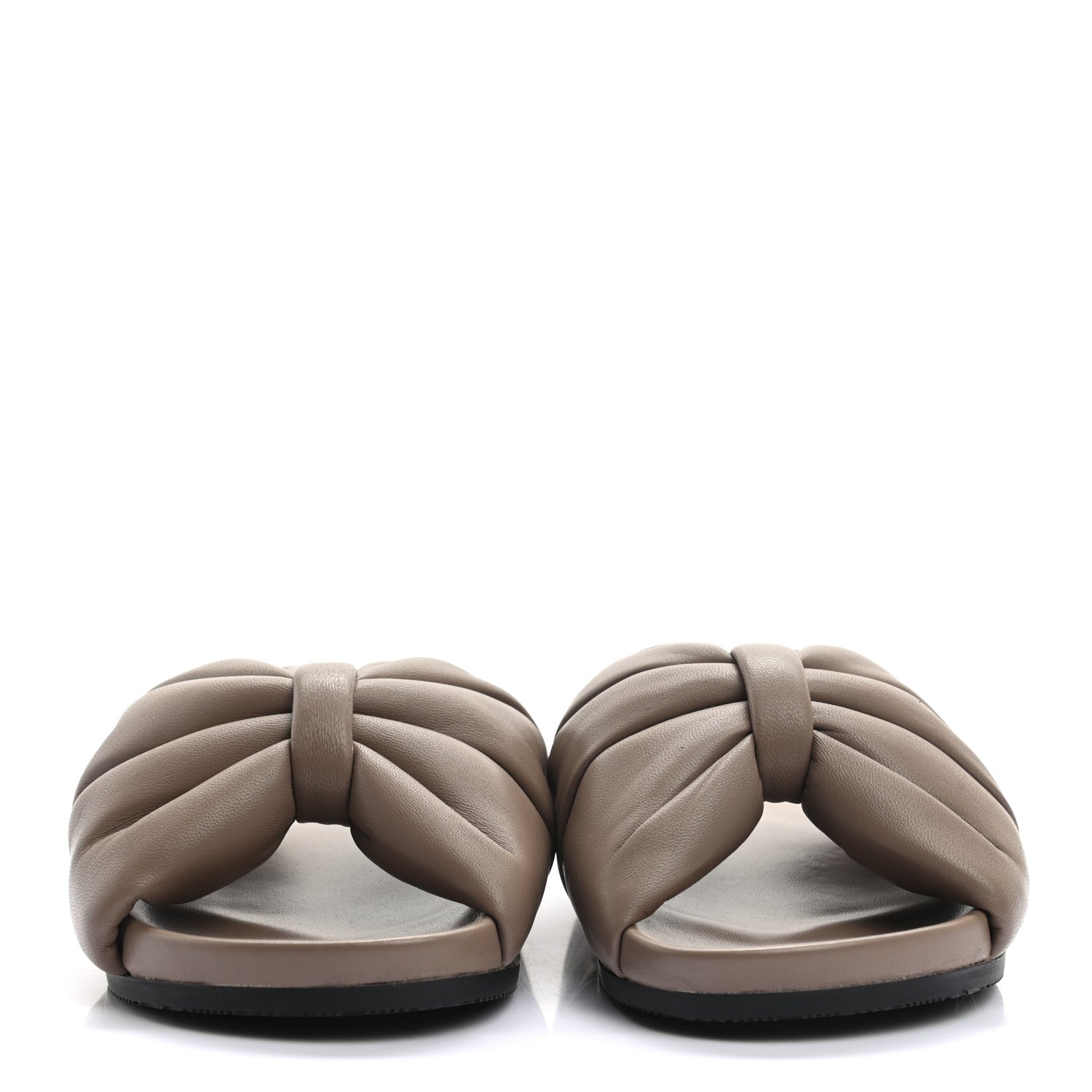 Balenciaga Smooth Nappa Logo Puffy Slide Sandals 35 Mink Grey White 2 of 7