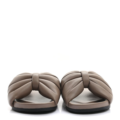 Balenciaga Smooth Nappa Logo Puffy Slide Sandals 35 Mink Grey White 2 of 7