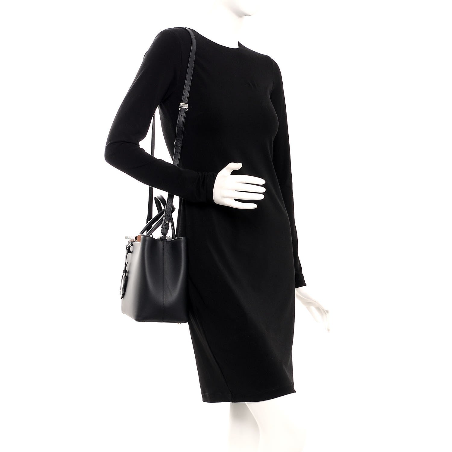 Fendi Vitello Baltico Dolce Studded Petite 2Jours Tote Black Multicolor 2 of 7