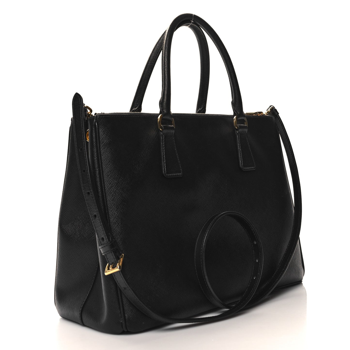Saffiano Medium Galleria Double Zip Tote Black