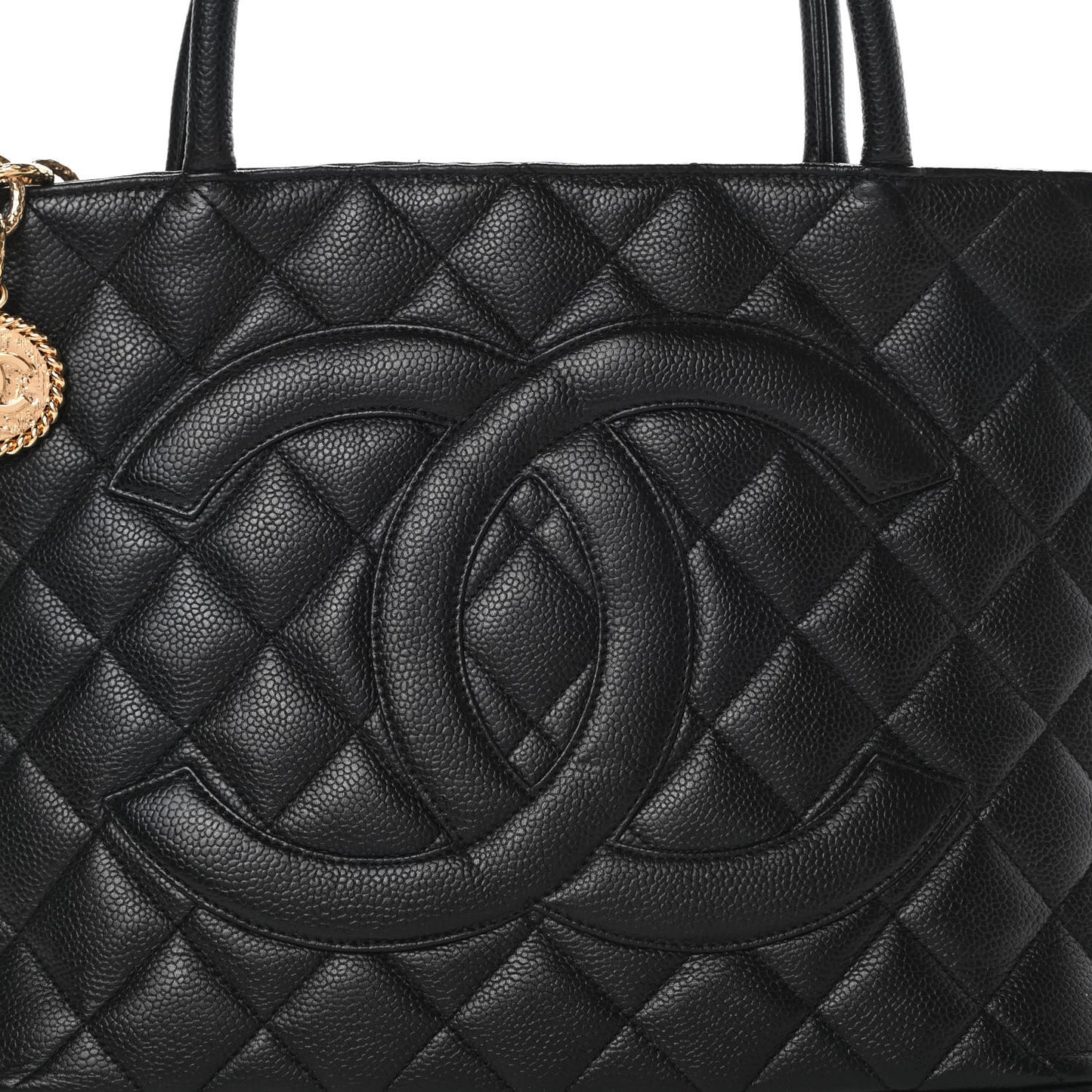 Caviar Quilted Medallion Tote Black
