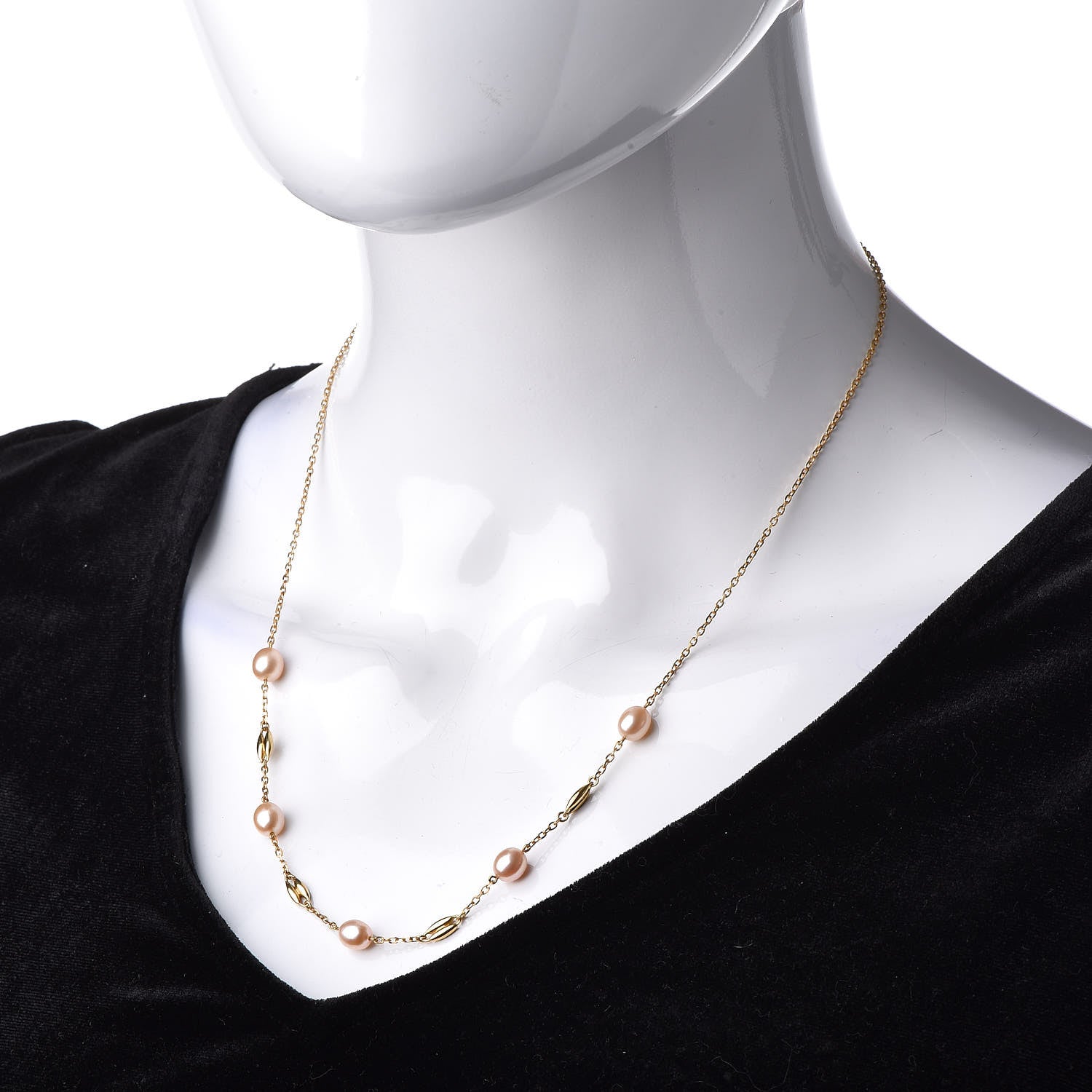 Mikimoto 18K Yellow Gold Akoya Pearl 6-6.5mm Station Necklace 2 of 4