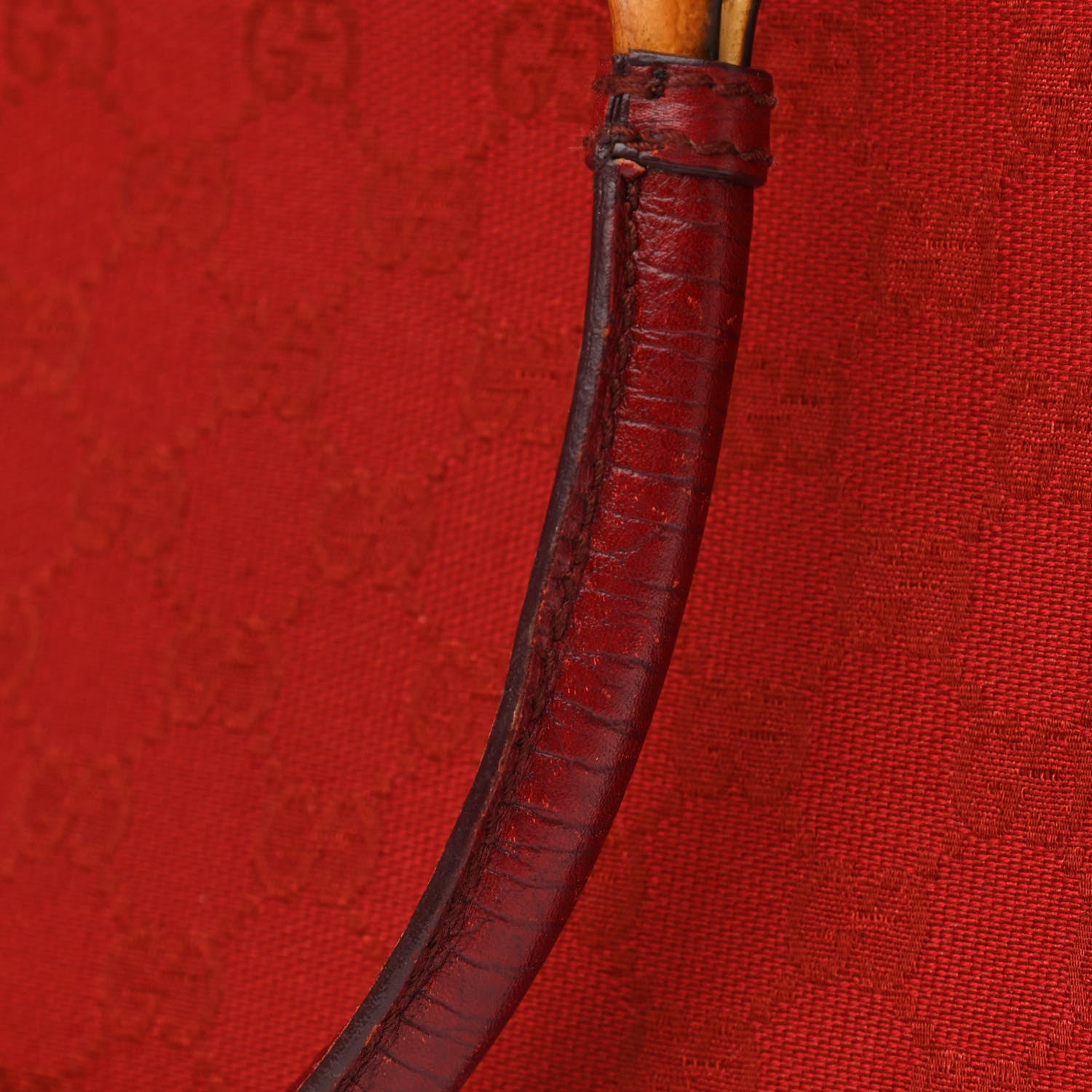 Gucci Monogram Small Bamboo Tote Red 11 of 13