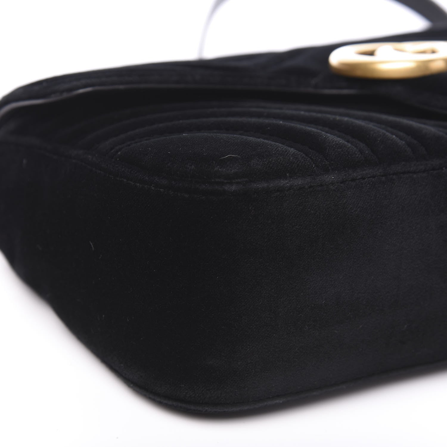 Gucci Velvet Matelasse Small GG Marmont Shoulder Bag Black 8 of 10