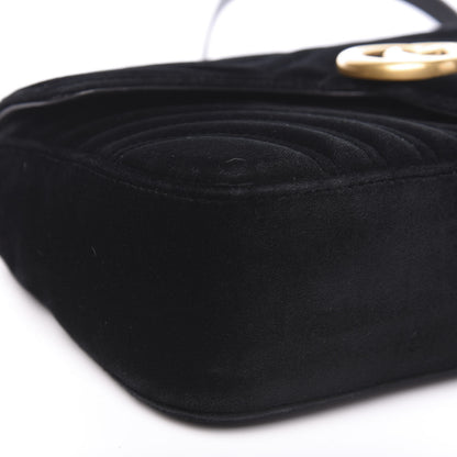 Gucci Velvet Matelasse Small GG Marmont Shoulder Bag Black 8 of 10