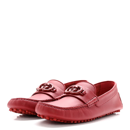 Gucci Clove Calfskin Monochrome Mens Interlocking G Driver Loafers 9.5 Red 3 of 12