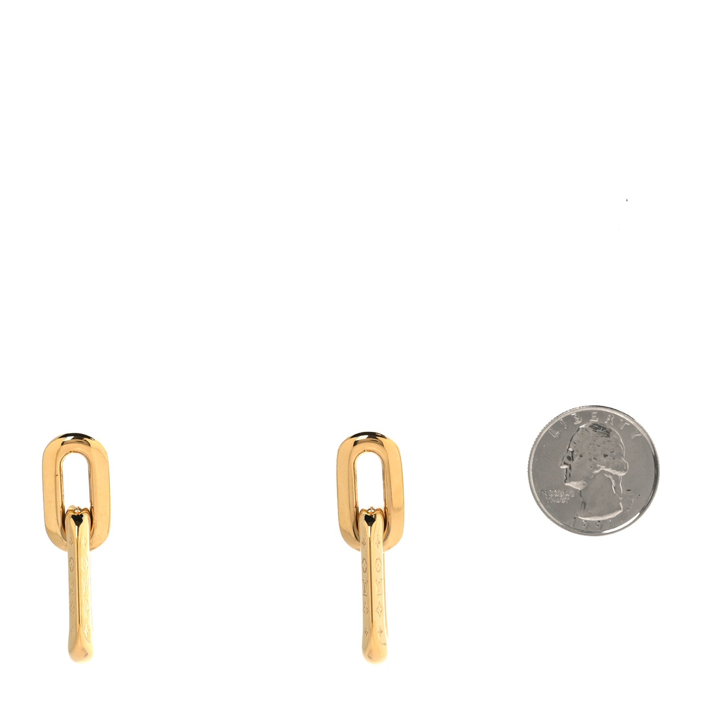 Metal LV Edge Double Hoop Earrings Gold