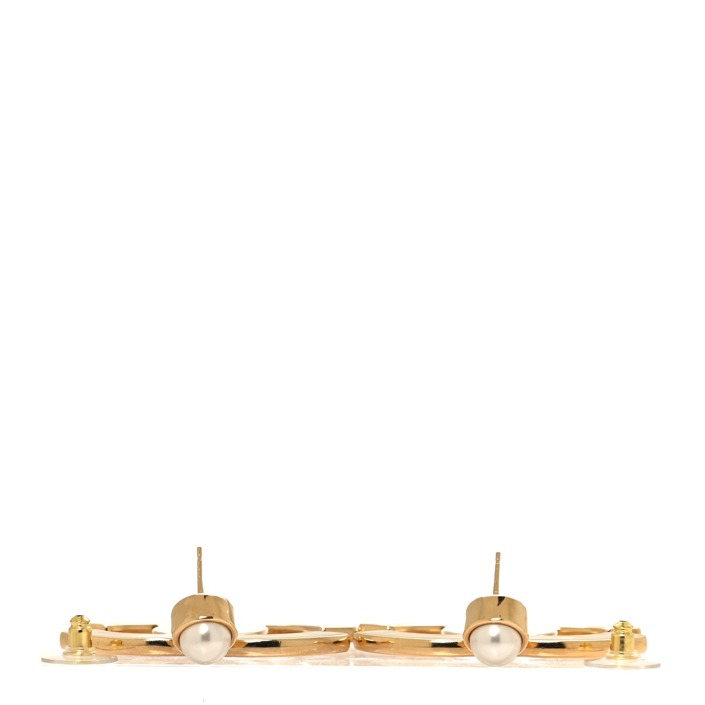 Mirror Pearl CC Drop Earrings Gold Pink