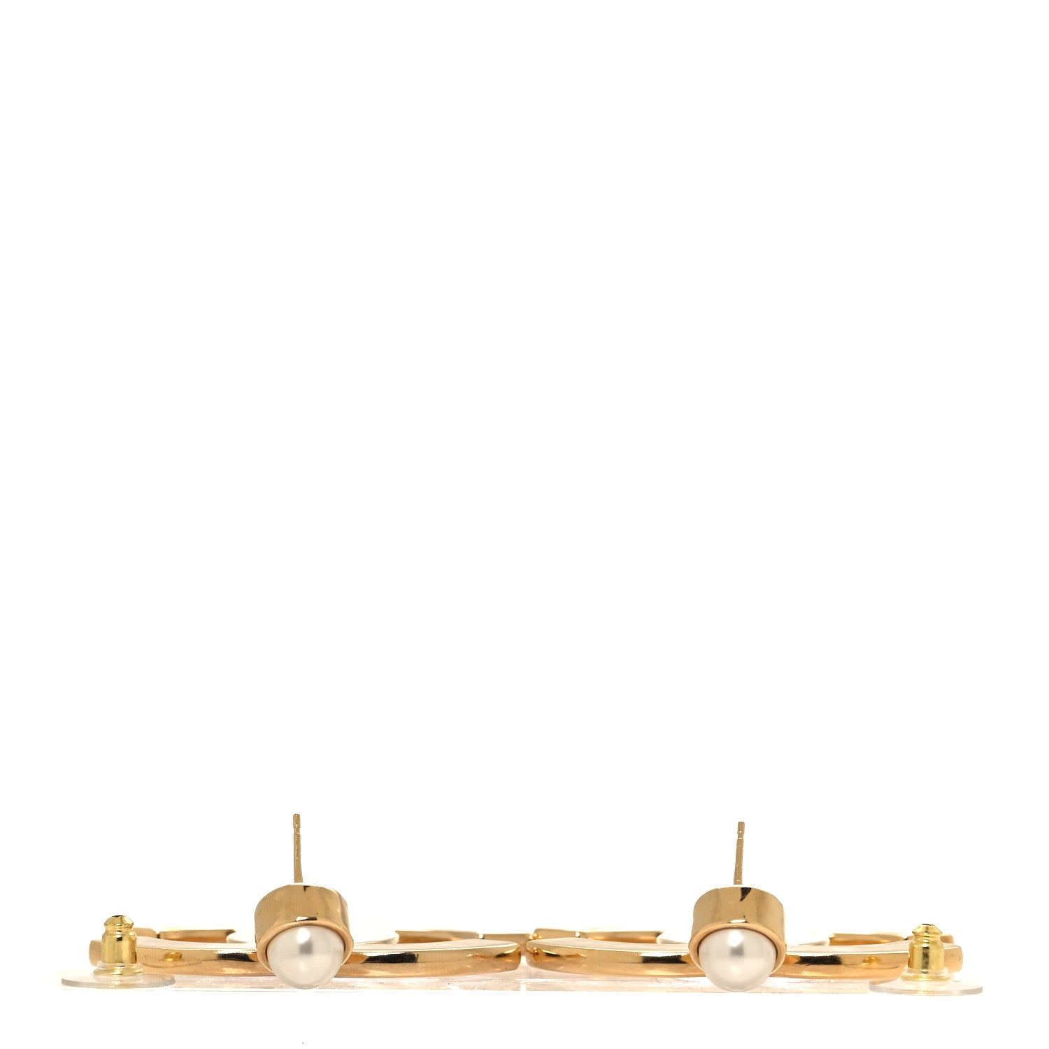 Chanel Mirror Pearl CC Drop Earrings Gold Pink 3 of 5