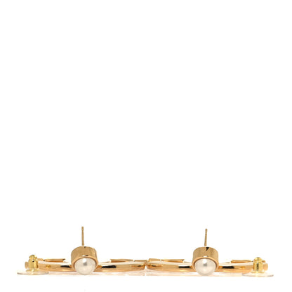 Chanel Mirror Pearl CC Drop Earrings Gold Pink 3 of 5