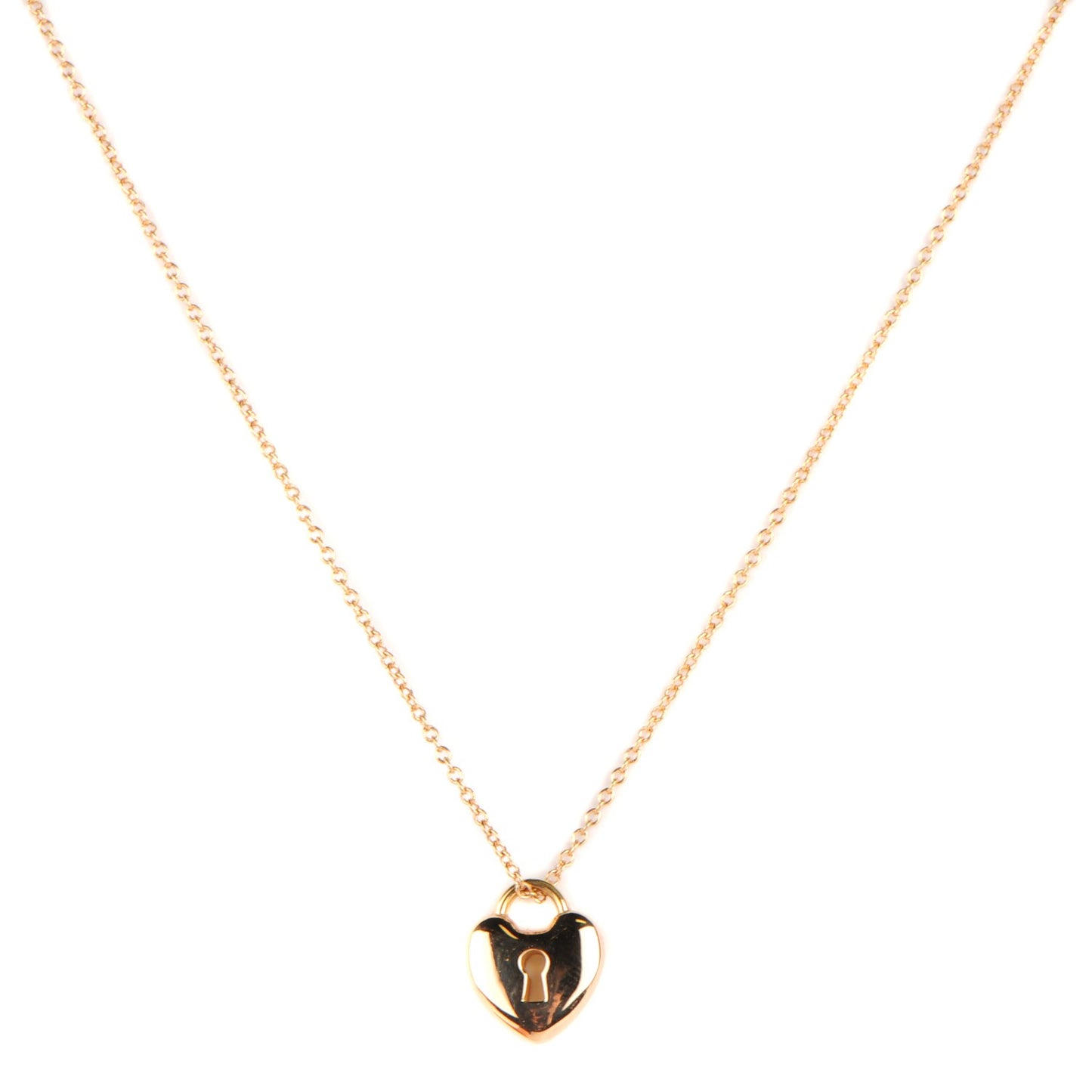 18K Rose Gold Mini Heart Lock Pendant Necklace